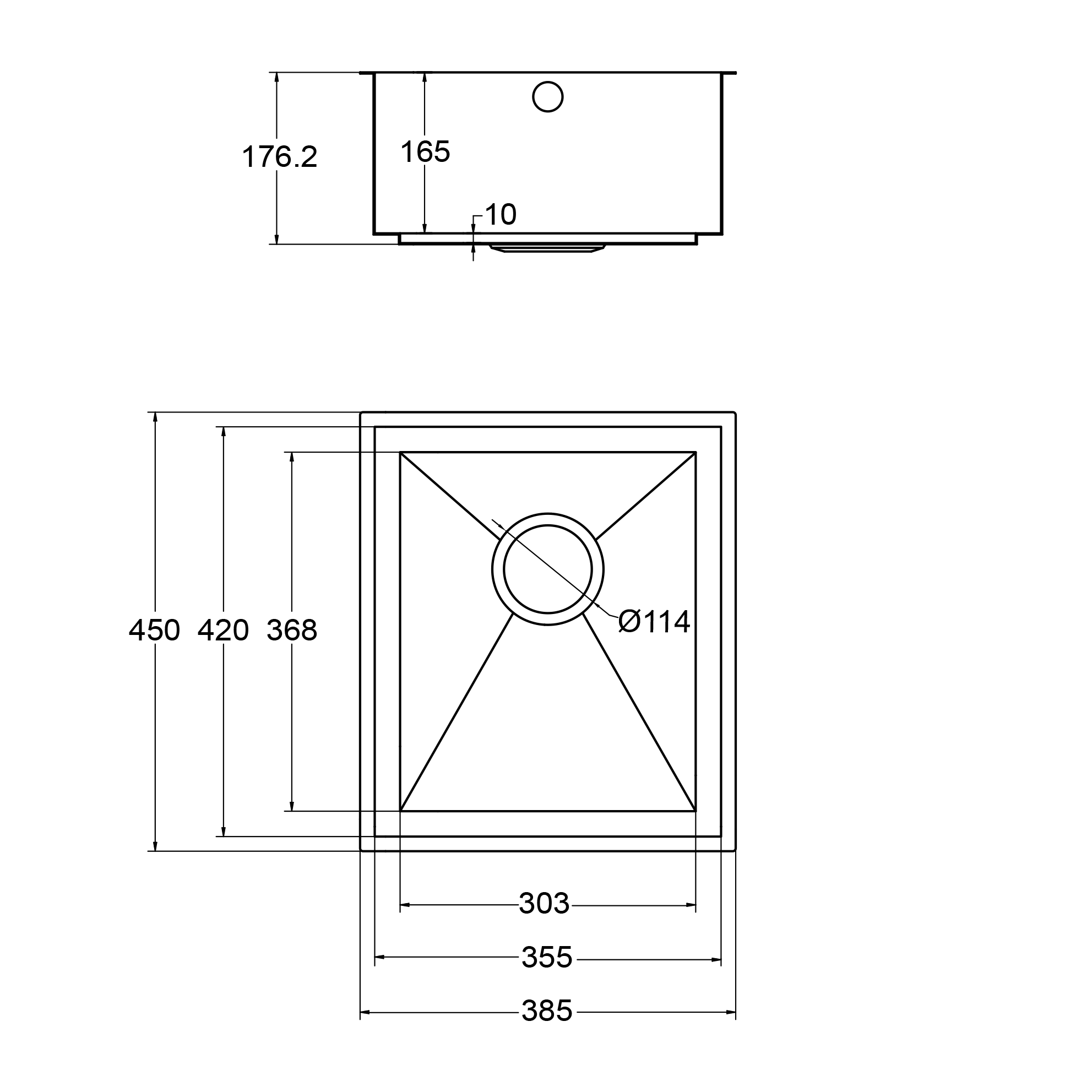 1810 Axixuno 355U Integrated Sink