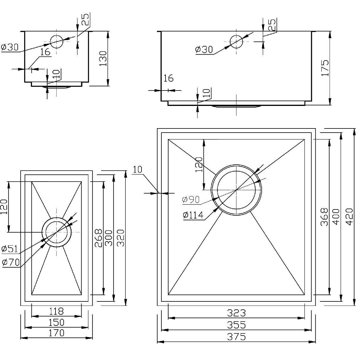 1810 Axixuno Set B 355U & 150U (short half bowl)