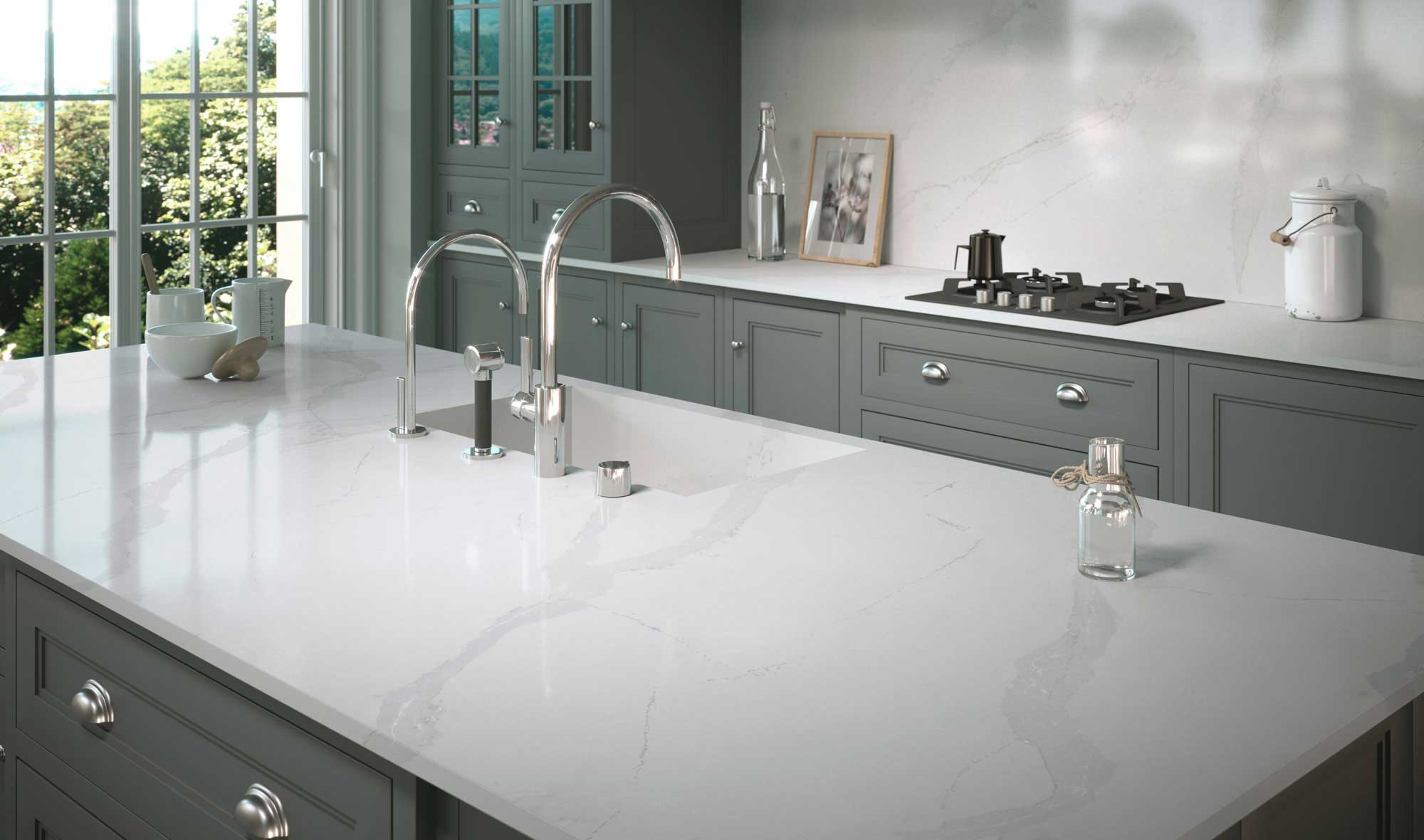 Silesteon Calacatte Quartz Kitchen Surface Worktop